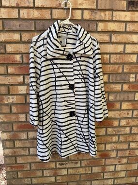 Multiples Black and White Striped Textured Coat